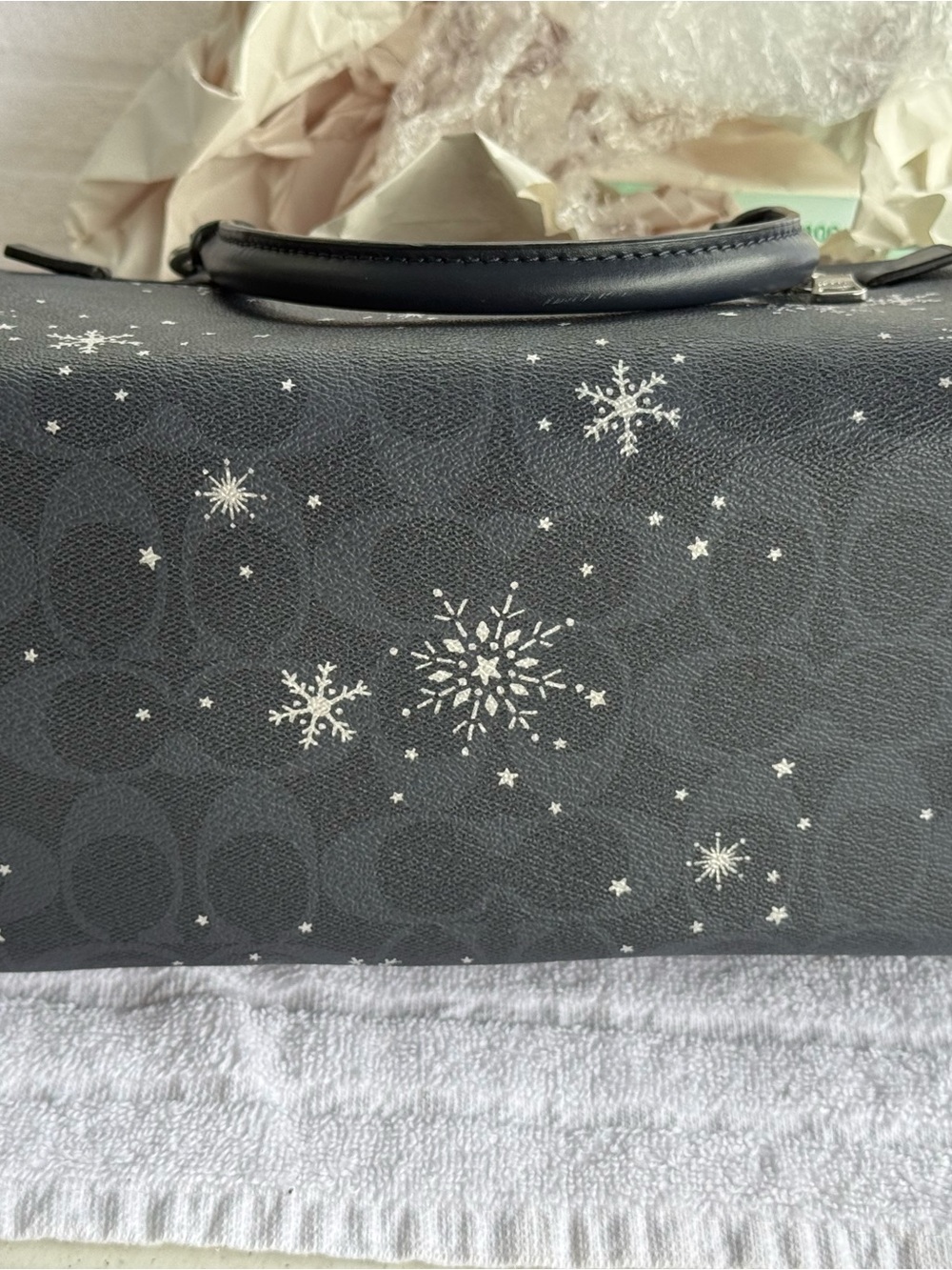 Coach Black/Grey Snowflake Signature Medium Rowan with Detachable Strap - Picture 6 of 11